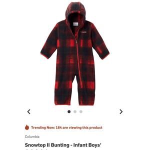 Columbia baby bunting plaid boys 12-18 mos red black warm